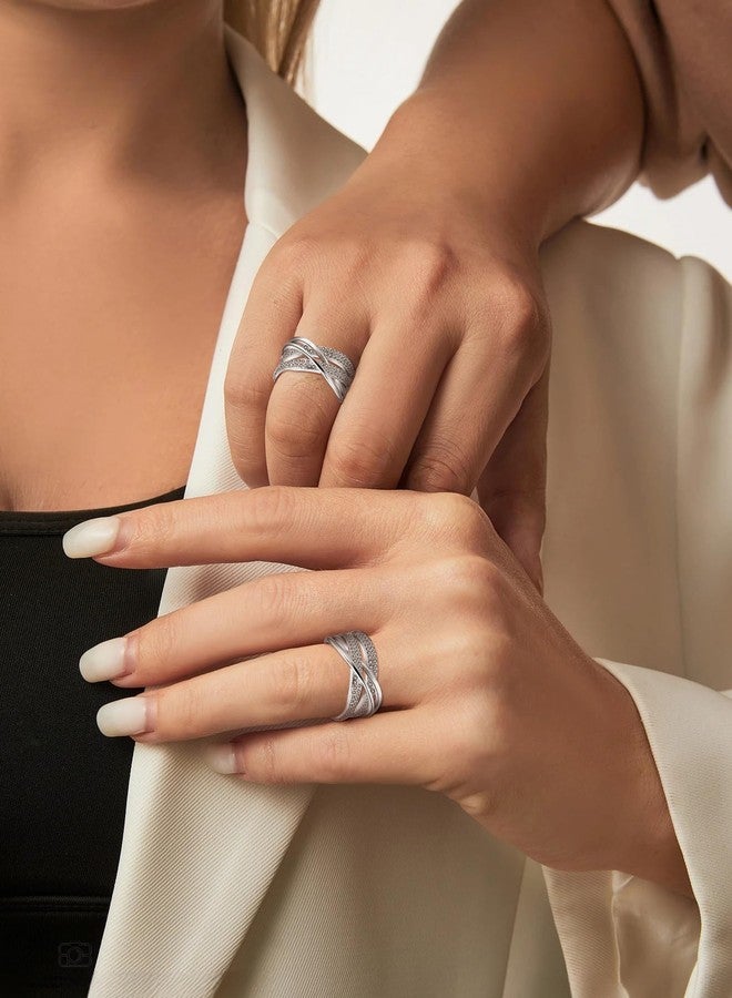 YL Twisted Knot Rings 925 Sterling Silver Cubic Zirconia Infinity Statement Rings for Women-size7 - Image 3