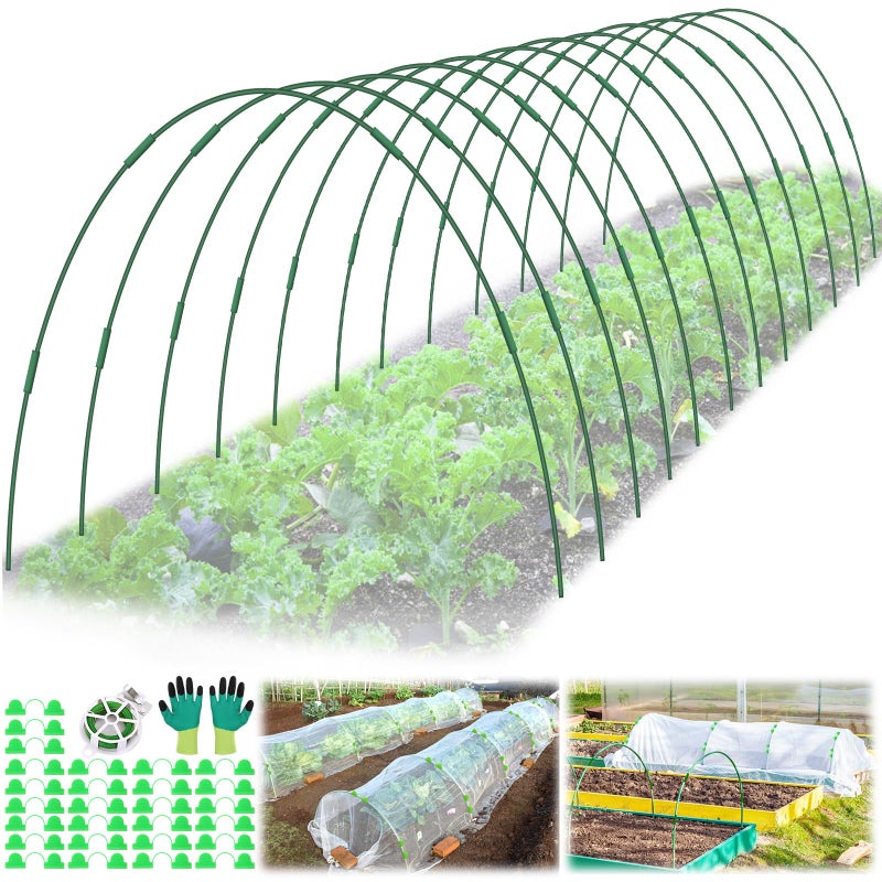 LifeisLuck 60 Pcs Garden Hoops for Raised Beds, 12 Sets Greenhouse Hoops Grow Tunnel Rust-Free Fiberglass Hoop House Kit, Plant Support Garden Stakes Hoops Frame for Netting Shade Cloth Row Cover Garden Supplies - Image 1