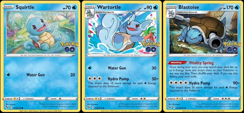 Pokemon Blastoise 017/078 - Pokemon Go - Foil - Evolution Card Lot - Wartortle Squirtle