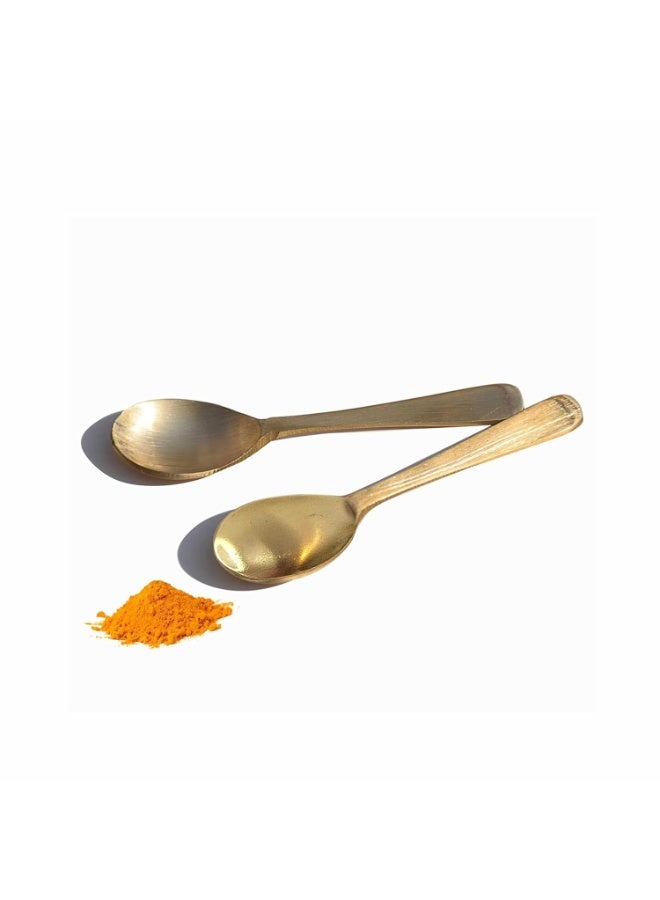 HAZEL Brass Masala Spoon Set of 6 | Mini Tea Spoons for Spice Jars & Containers | Small Brass Spoons for Kids, Masala Dabba, Gifting - Image 3