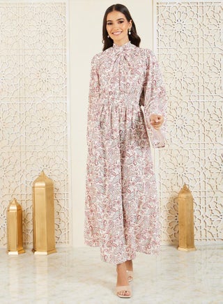 Paisley Print Twist Detail A-Line Maxi Dress