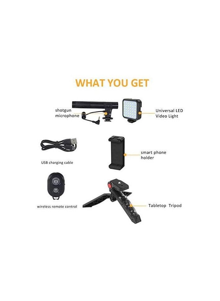Vlogging Live Streaming Kit With Microphone Tripod Black - Image 5