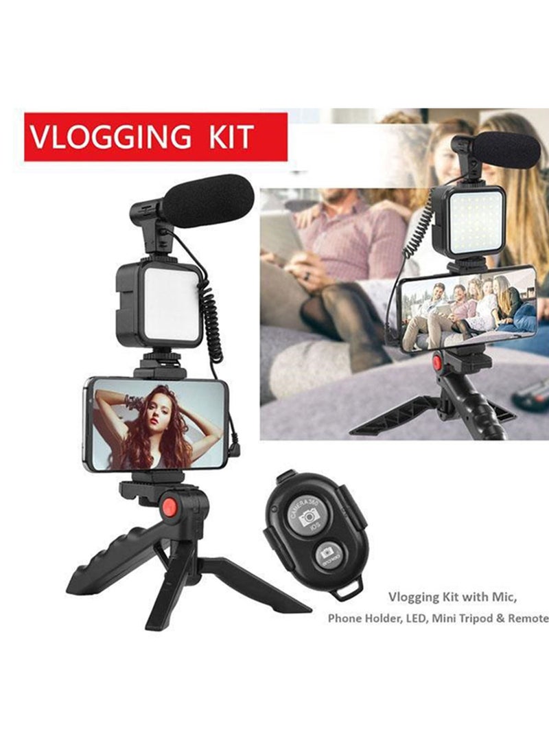 Vlogging Live Streaming Kit With Microphone Tripod Black - Image 2