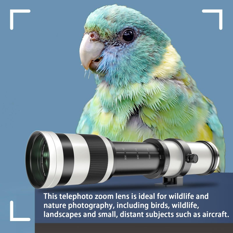 Lightdow EF/EF-S 420-800mm F8.3 Telephoto Zoom Lens(MF) for Canon EOS Rebel T8i/T7i/T7/T6i/T5/T3i/T2i/XSi/SL3/SL2/T100/90D/80D/70D/50D/5D Mark IV/6D II/7D II/1D X III II-Manual Focus DSLR Cameras Lenses(White) - Image 3