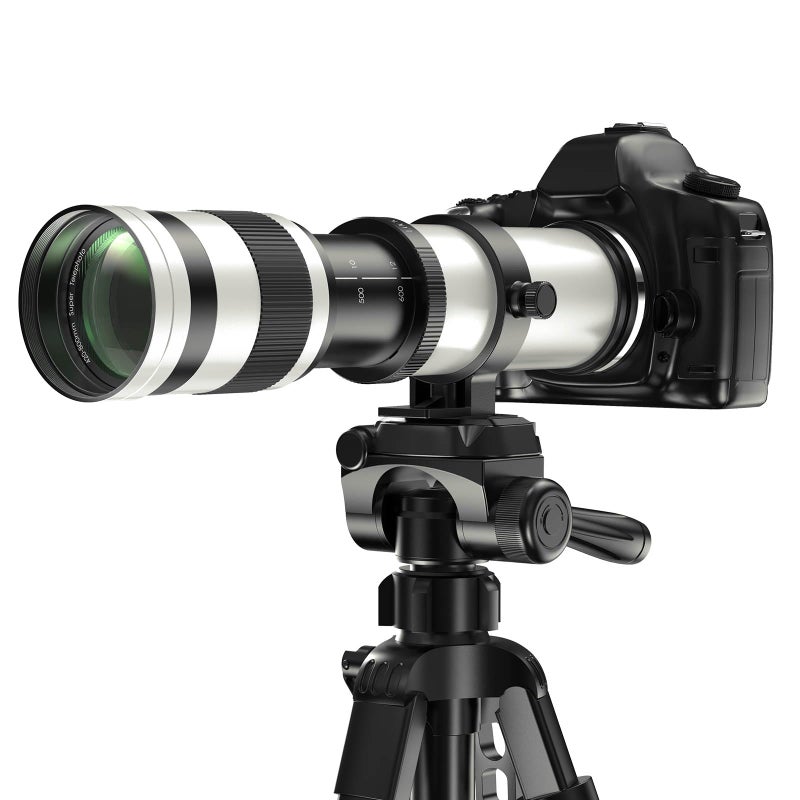 Lightdow EF/EF-S 420-800mm F8.3 Telephoto Zoom Lens(MF) for Canon EOS Rebel T8i/T7i/T7/T6i/T5/T3i/T2i/XSi/SL3/SL2/T100/90D/80D/70D/50D/5D Mark IV/6D II/7D II/1D X III II-Manual Focus DSLR Cameras Lenses(White) - Image 1