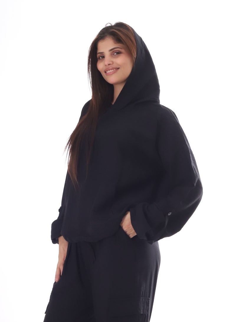 بيبو طقم حريمي سادة بكابتشو - Image 1