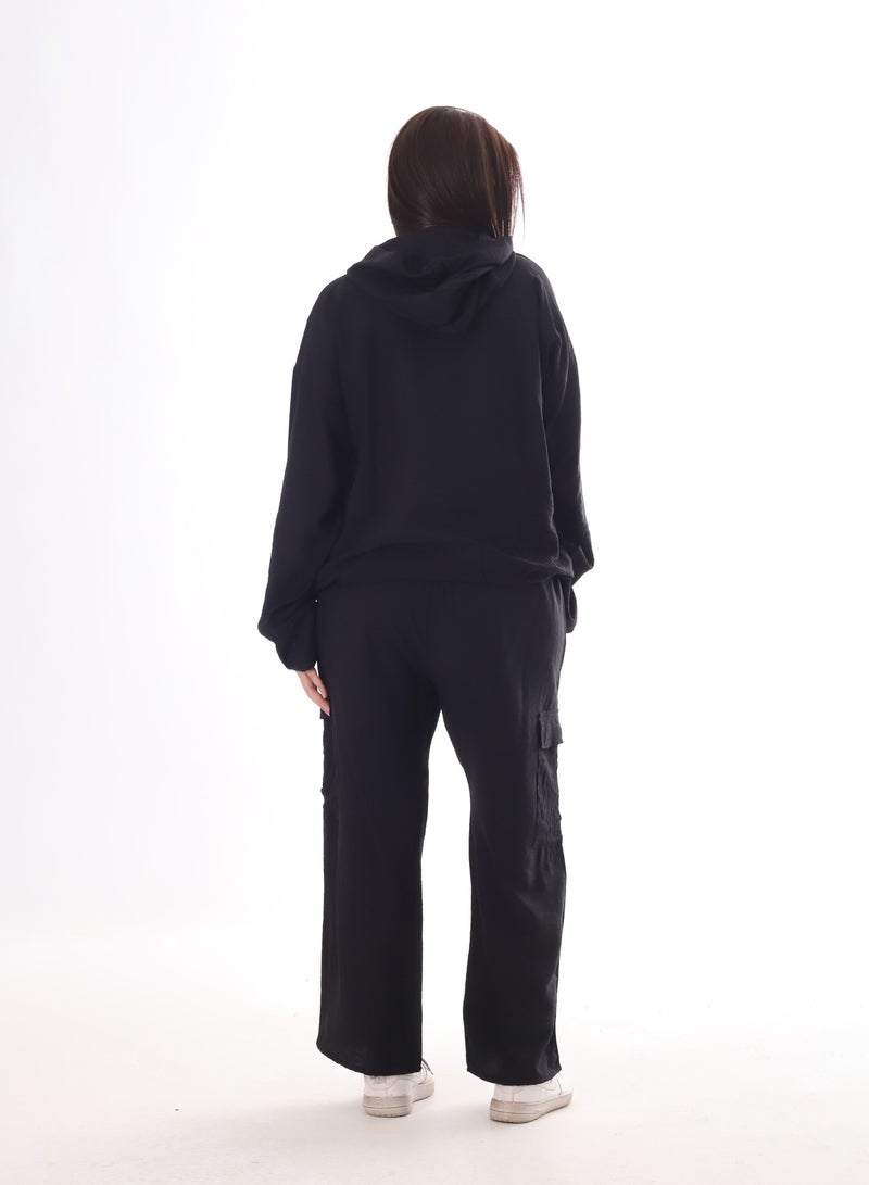 بيبو طقم حريمي سادة بكابتشو - Image 3