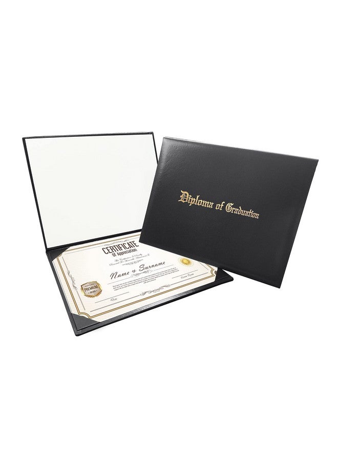 GradPlaza Diploma Cover For Certificate 8.5 X 11 Imprinted “Diploma Of Graduation” Black Diploma Holder Smooth For High Schooluniversity - Image 1