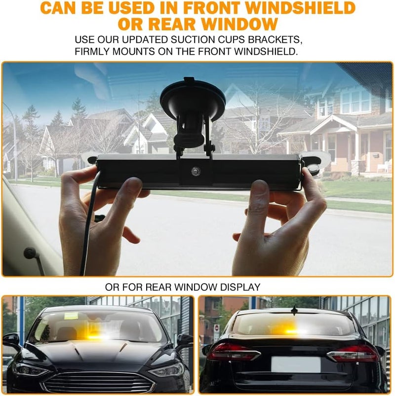 Xprite White & Amber LED Strobe Flashing Light - Windshield Dash Deck Hazard Warning Traffic Advisor - Image 5