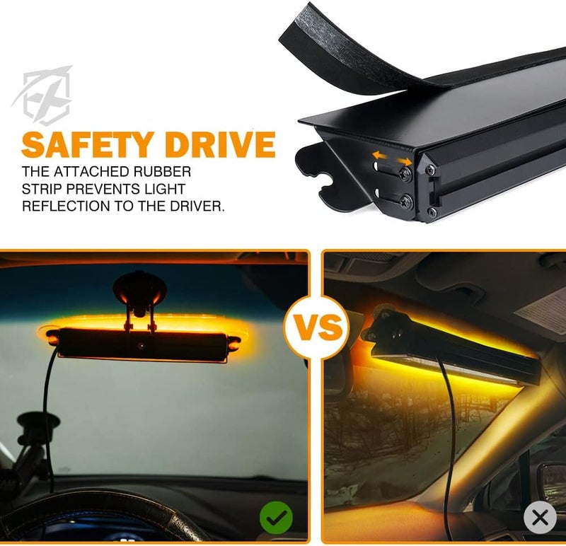 Xprite White & Amber LED Strobe Flashing Light - Windshield Dash Deck Hazard Warning Traffic Advisor - Image 4