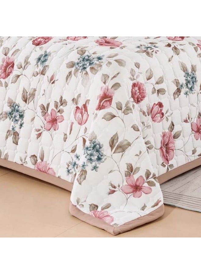 صوفيا | طقم مفرش مفرد مزهر مضغوط  4 قطع 210*160 سم  مزهر أوف وايت & بيج - Image 2