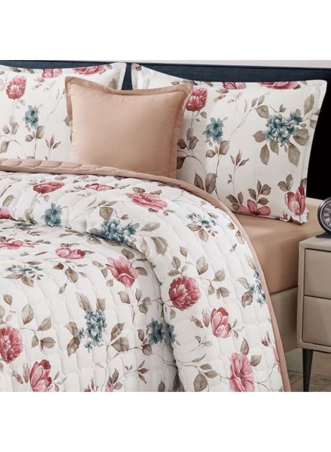 صوفيا | طقم مفرش مفرد مزهر مضغوط  4 قطع 210*160 سم  مزهر أوف وايت & بيج - Image 3