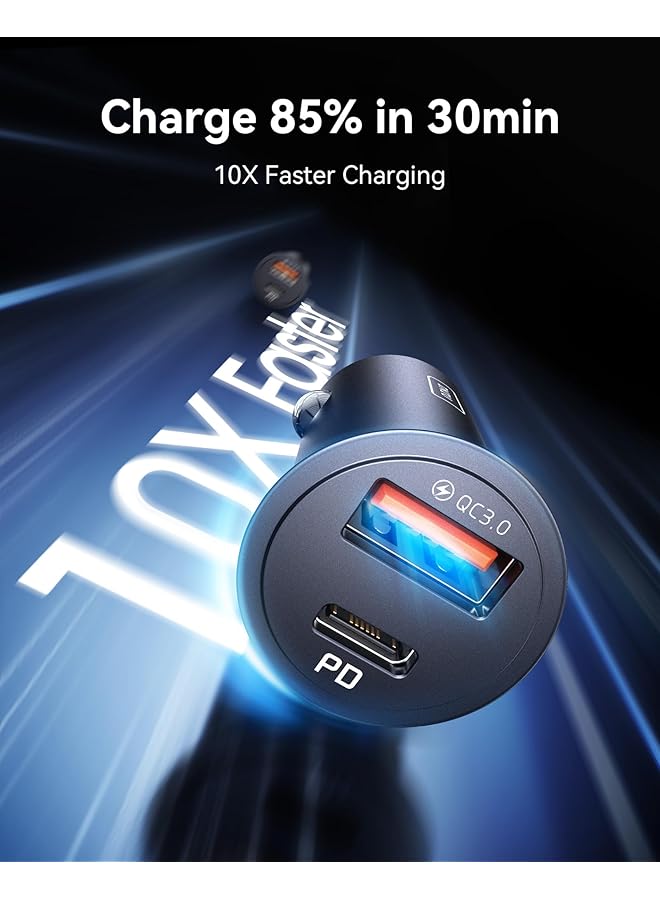 اي ان اي يو شاحن سيارة، محول شاحن سيارة 60 وات 5 أمبير، منفذين (يو إس بي سي + يو إس بي إيه) 5 أمبير، شحن سريع QC 3.0 Pd، شاحن ميني يو إس بي سي معدني بالكامل لأجهزة آيفون 16 15 14 13 12 برو ماكس وآيباد وسامسونج S23 S22 S21 وآير بودز - Image 3