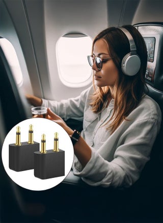 [2 عبوة] محول صوت سماعة رأس مطلي بالذهب لسماعات رأس الطائرة للطيران، محول صوت سماعة رأس سماعة رأس سماعة رأس الطائرة للطيران | تحويل صوت رائع على جميع الطائرات | يناسب جميع أنظمة الوسائط على متن الطائرة - view 5