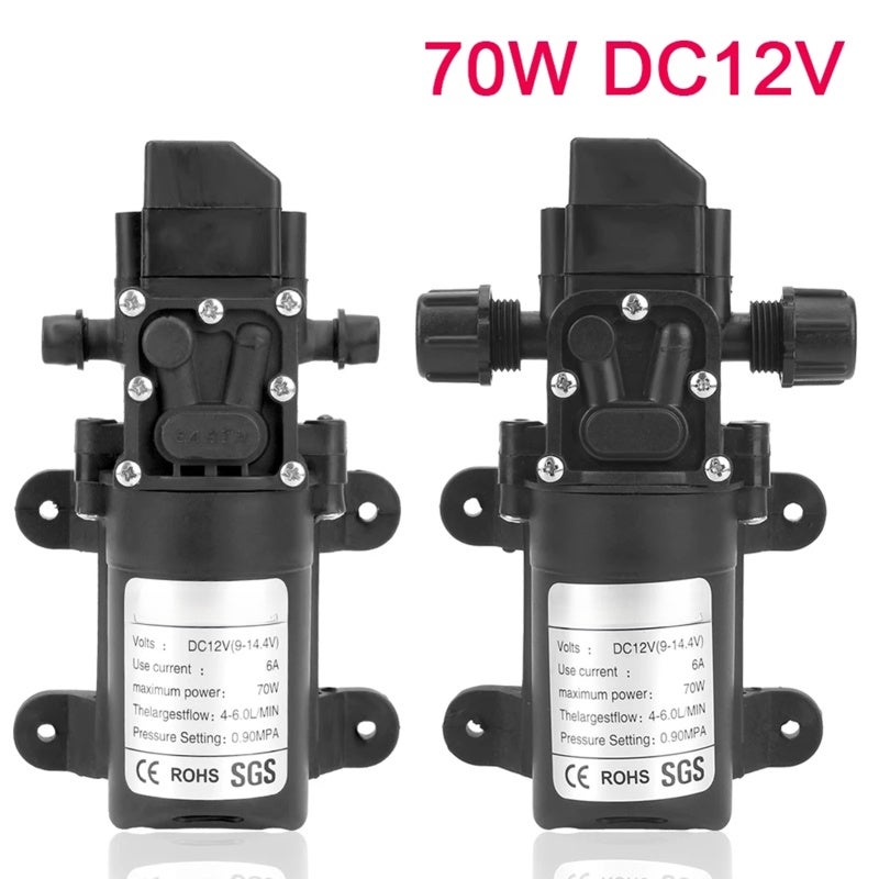 Water Pump 12V Black 70W Straight Type Auto Power Off On High Pressure Adjustable Flow Portable Pump - Durable Corrosion Resistant Compact Design for Outdoor Camping, Home Water Transfer - Image 4