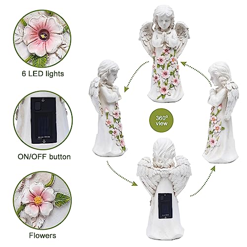 Nacome Garden Outdoor Statues Angel with Succulent and 7 LED Lights – Lawn Decor for Patio, Balcony, Yard Ornament - Unique Housewarming Gifts - Image 5
