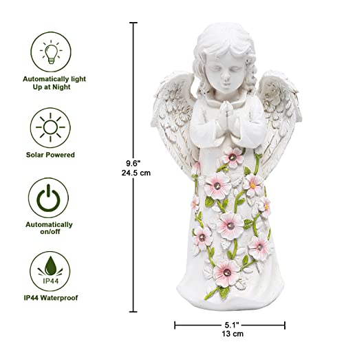 Nacome Garden Outdoor Statues Angel with Succulent and 7 LED Lights – Lawn Decor for Patio, Balcony, Yard Ornament - Unique Housewarming Gifts - Image 4