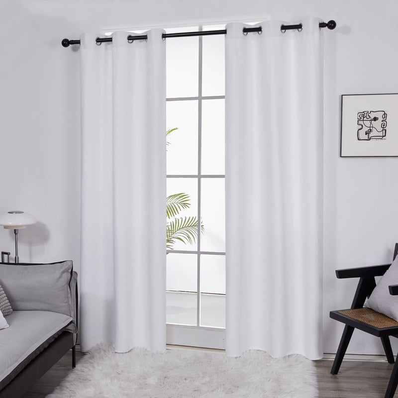 Deconovo Blackout Curtains for Bedroom  Thermal Insulated Room Darkening Window Drapes  Energy Efficient Grommet Curtains Light Silver Grey 38Wx84L in 2 Panels - Image 2