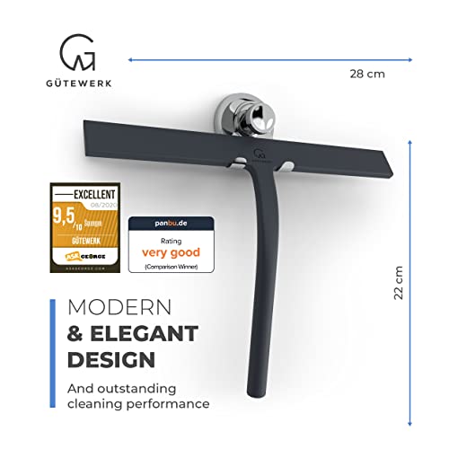 GÜTEWERK Shower Squeegee for Glass Doors, Silicone Window Squeegee, Bathroom and Glass Cleaning - Black - 11 Inch - Image 3