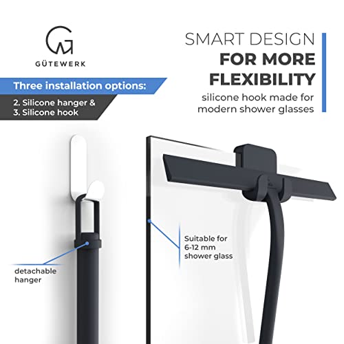 GÜTEWERK Shower Squeegee for Glass Doors, Silicone Window Squeegee, Bathroom and Glass Cleaning - Black - 11 Inch - Image 5