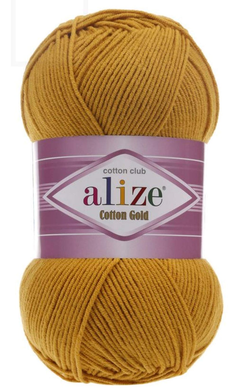 ALIZE 55% Cotton 45% Acrylic Alize Cotton Gold Yarn 1 Skein/Ball 100 gr 360 yds (2-Mustard) - Image 3