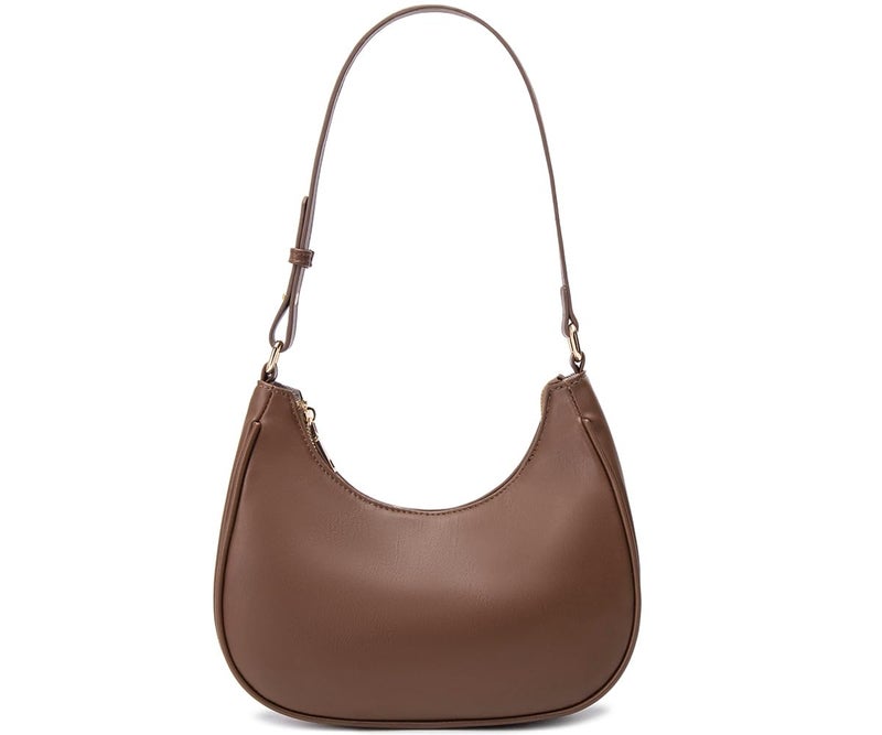 WSRYDJDL Crescent Shoulder Bags for Women Cute Hobo Tote Handbag Under the Arm Purses Mini Clutch Purse with Zipper Closure (Coffee) - Image 1