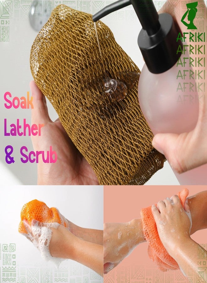 AFRIKI African Net Sponge – Exfoliating Body Scrubber, Black Owned & Rooted in Africa, All Skin Types | 45 in Long (Pink & Green) - Image 5