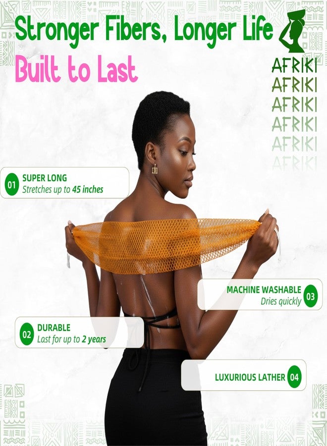 AFRIKI African Net Sponge – Exfoliating Body Scrubber, Black Owned & Rooted in Africa, All Skin Types | 45 in Long (Pink & Green) - Image 3