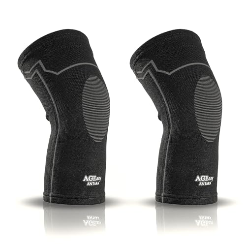 AGEasy (Max Group) Kneecap for Men & Women | Knee Support for Gym, Sports & Pain Relief | 4-Way Stretch, Anti-Slip, Inner Cotton Lining for Comfort | Knee Sleeves for Squats, Running & Cycling (Black-Grey, L) - Image 1
