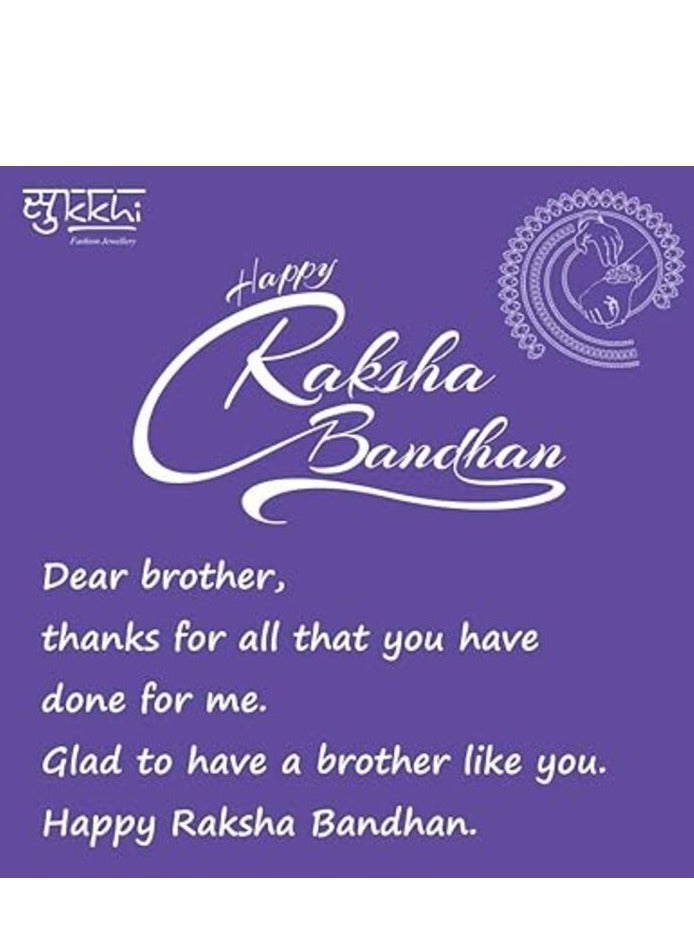 Sukkhi Rakhi Exquisite Kundan Rakhi Combo and Designer Gold Plated Premium Rakhi for Brother, Roli Chawal and Greeting Card|Rakhi for Bhaiya Rakhi for MEN Kundan Rakhi|Rakhi 2 pieces - Image 3