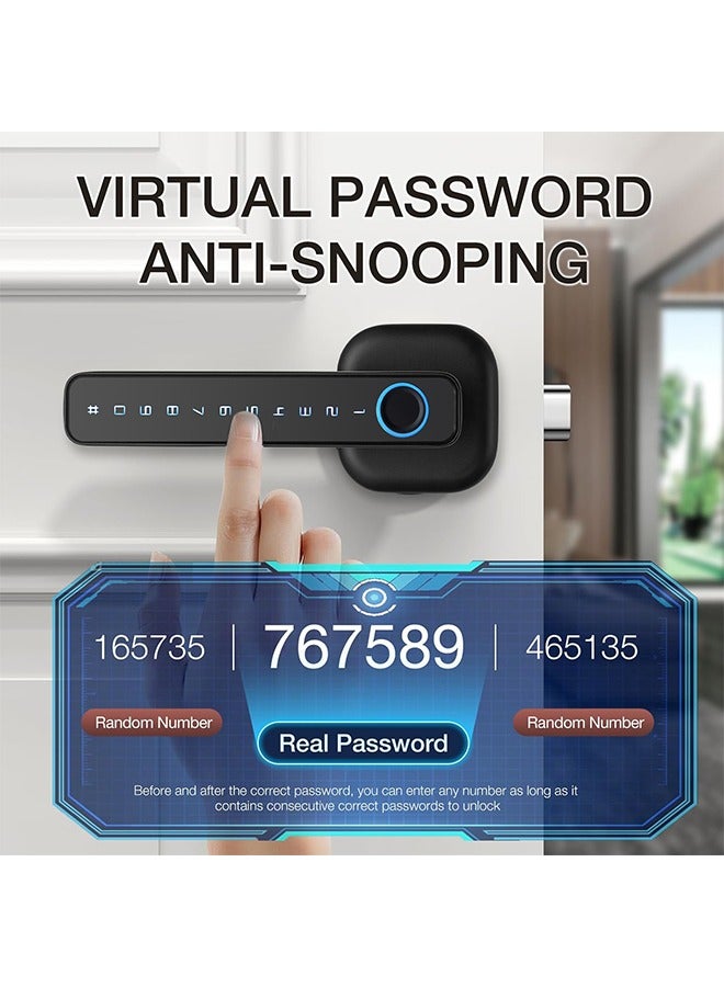 S-Color Fingerprint Door Lock- Smart Door knob,biometric Door Lock，with passcode keypad keyless Entry Door Handle，for Bedroom Home Hotel Office Apartment (Black with Tuya App) - Image 3