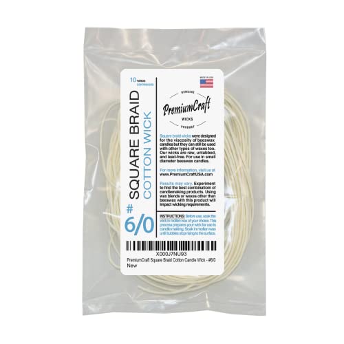 PremiumCraft Square Braid Cotton Candle Wick - #6/0 - Image 1