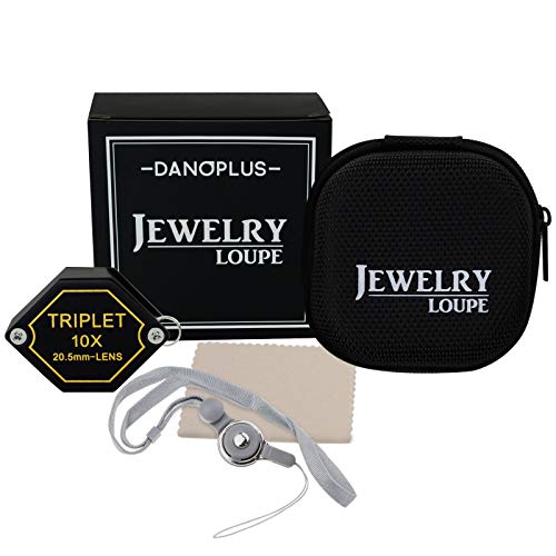 DANOPLUS 10x Magnifier Jewelry Loupe 20.5mm Triplet Lens Optical Glass Pocket Gem Magnifying Tool for Jeweler, Stamp Philatelist, Coin Numismatic, Achromatic Black Hexagonal Design Kit Set - Image 3
