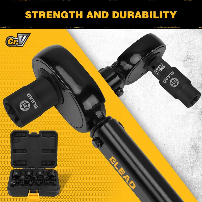 ELEAD 17-Piece Inverted E-Torx Socket Set - Premium Impact Cr-V Steel E4 - E24 Star Female Sockets for Impact Wrench 1/2 3/8 1/4 Drive Precision Torque Kit with Storage Case - Image 2