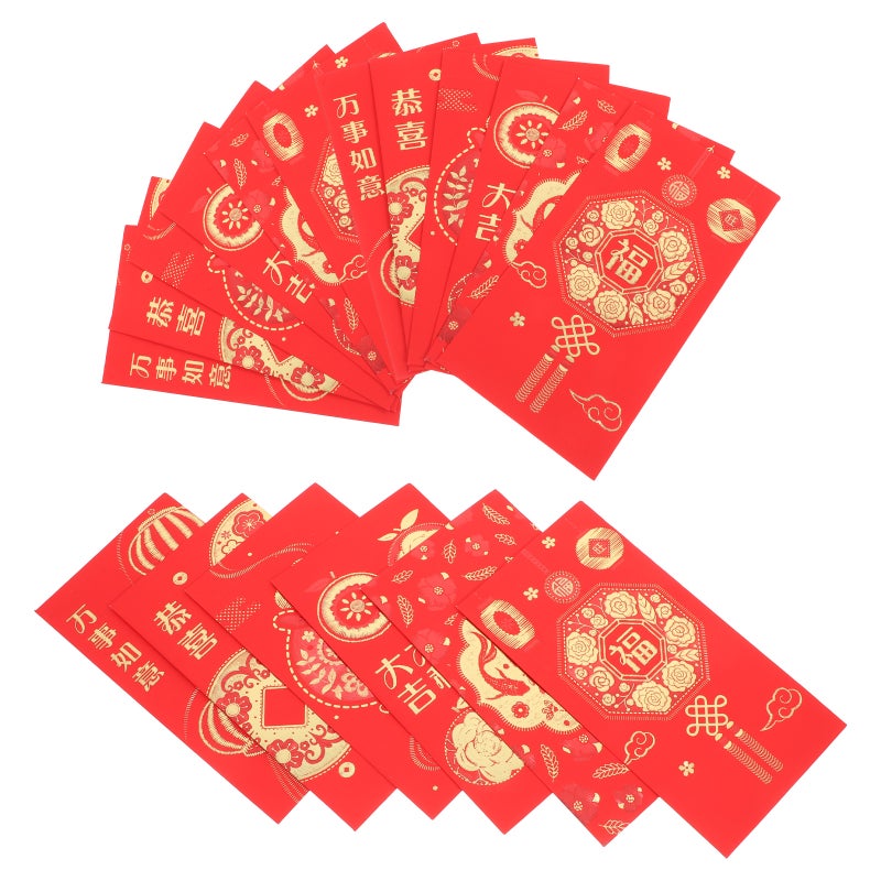 Money Envelopes For Cash Chinese Red Envelopes Traditional Craftsmanship Chinese New Year Weddings Red Cardboard 30Pcs - Image 5