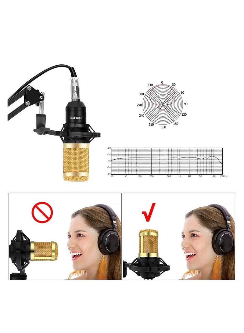 BM 800 Condenser Microphone for PodcastStudio Recording Condenser Microphone Set with Shock Mount XLR Cable Windscreen for Mic for Vloging Gaming Youtube BM800 - Image 4