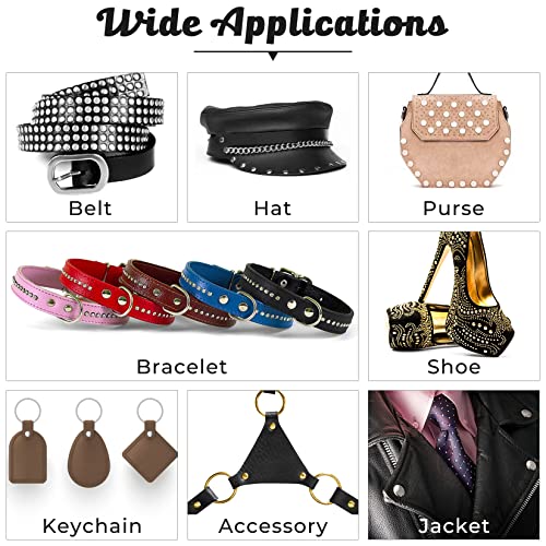 Jetmore 420 Sets Leather Rivets, Rivets for Leather Crafting, 4 Colors and 3 Sizes Leather Rivet Kit with 3pcs Leather Tools, Rivets for Fabric, Remaches para Cuero, Double Cap Brass Rivets for Decoration - Image 5