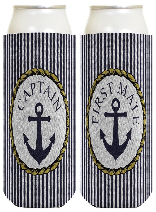 ذيس وير هدية إبحار للزوجين: عبوة من قطعتين من حافظات المشروبات بتصميم قارب مرساة بحرية، قبطان ومساعده - Image 1