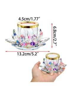 KASTWAVE Colorful Crystal Lotus Tealight Candle Holder Votive Candle Stand with Glass Cover, Glass Lotus Petal Tea Light Holder Lotus Flower Pillar Candle Lamp Candle Centerpiece for Dining Table Altar  - Image 3