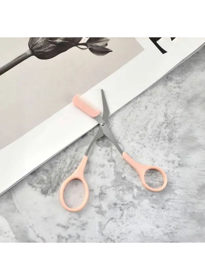 One Set Stainless Steel Built In Comb Eyebrow Scissors Precision Beauty Tool With Black Handle Left Right Hand Design Professional And Home Use Durable Metal Structure Eyebrow Trimmer Shaping Kit - Image 5