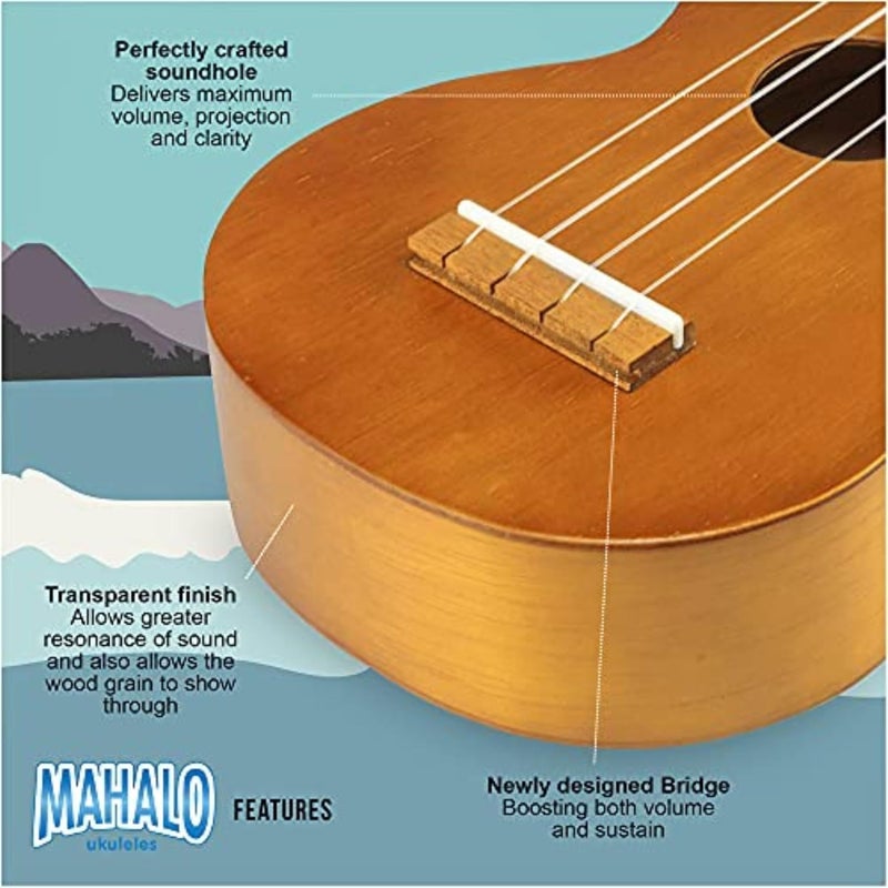 Mahalo MK1TBR Kahiko Series Soprano Ukulele with Carrying Bag - Image 3