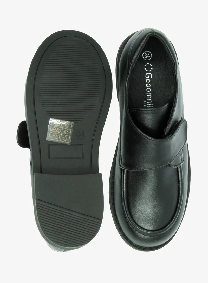 Geoomnii Black Boys School Shoes – Durable Black Formal Uniform Footwear for Kids | Anti-Slip Sole, Cushioned Insole, Easy Closure | Ideal for Daily Use & School Activities for Men | Best Price UAE