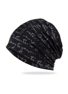 Generic Unisex Slouchy Beanie Cap Hip-Hop Hooded Snowboard Hats Thin Summer Hat with Letter Printed (Black)  - Image 2