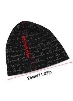 Generic Unisex Slouchy Beanie Cap Hip-Hop Hooded Snowboard Hats Thin Summer Hat with Letter Printed (Black)  - Image 3