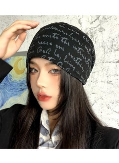 Generic Unisex Slouchy Beanie Cap Hip-Hop Hooded Snowboard Hats Thin Summer Hat with Letter Printed (Black)  - Image 4