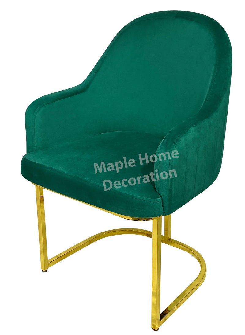MAPLE HOME DECORATION Maple Home Velvet Chairs Modern Accent Dining Chairs Flannelette Comfy Upholstered Dining Room Furniture Leisure Chairs Golden Metal Leg  - Image 3
