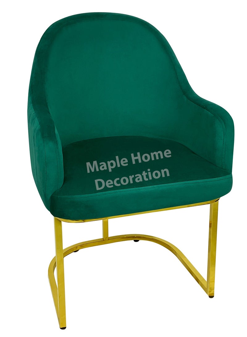 MAPLE HOME DECORATION Maple Home Velvet Chairs Modern Accent Dining Chairs Flannelette Comfy Upholstered Dining Room Furniture Leisure Chairs Golden Metal Leg  - Image 1