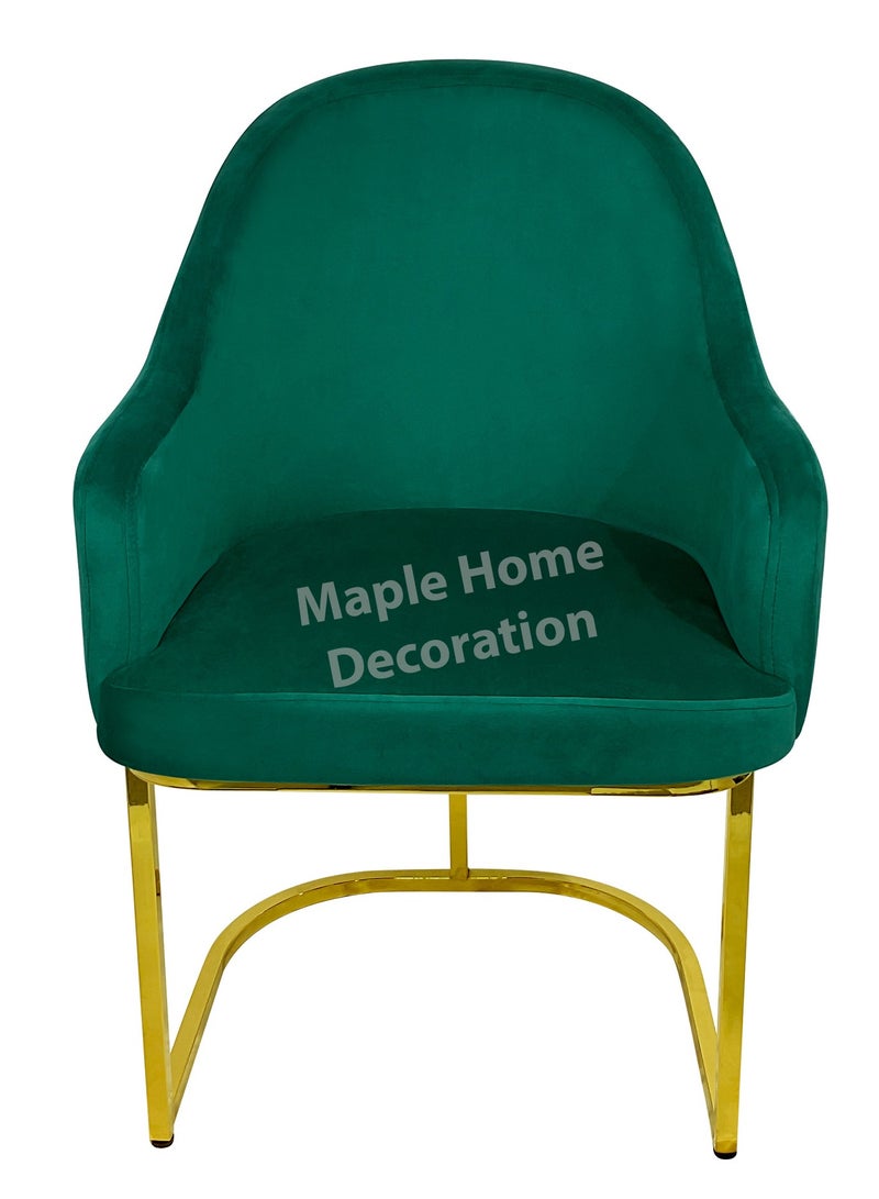 MAPLE HOME DECORATION Maple Home Velvet Chairs Modern Accent Dining Chairs Flannelette Comfy Upholstered Dining Room Furniture Leisure Chairs Golden Metal Leg  - Image 2