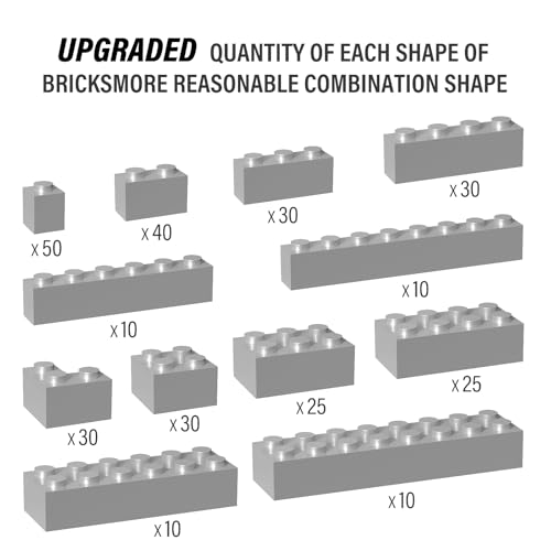 YUJHITP 300 Piece Light Gray Bricks Bulk Assortment Pack Dark Grey Brick Accessories for Building with 12 Size Compatible with Lego Parts and PiecesColor Light Gray - Image 5