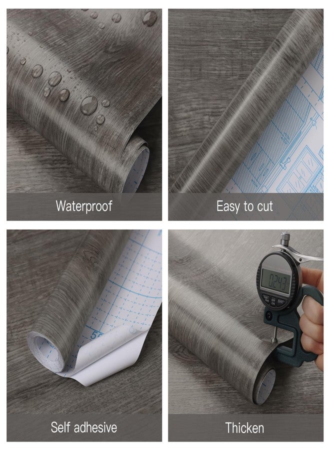 Ismoon 17.7"x118" Wood Wallpaper Grey Wood Peel and Stick Wallpaper Gray Wood Contact Paper Self Adhesive Wallpaper Wood Grain Faux Furniture Film Roll Desk Table Wall Cabinet Shelf Draw Liner - Image 4
